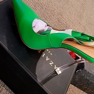 Green Sling Back Wrap Around Shoes